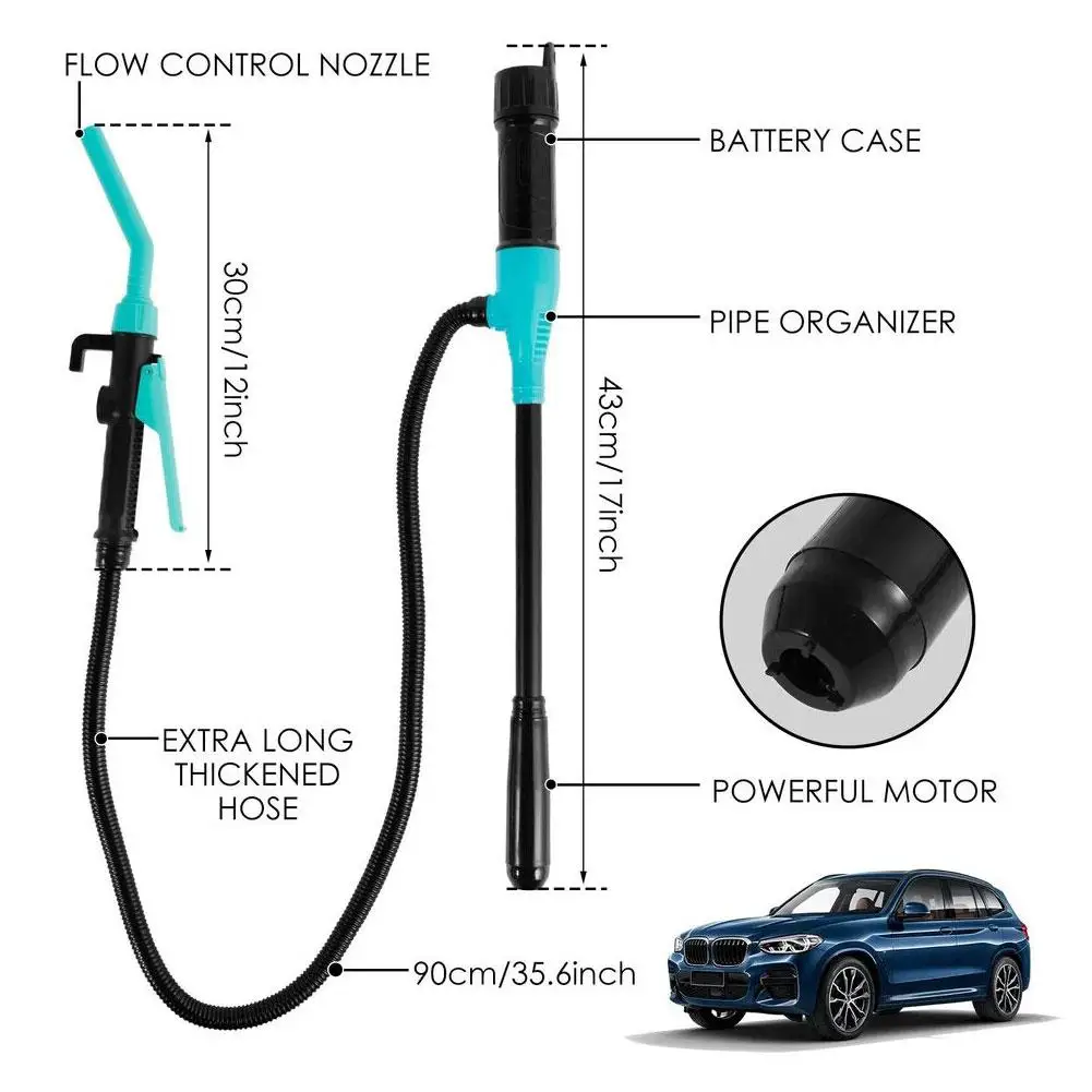 Portable Liquid Transfer Pump Battery Powered Fuel Transfer Pump with Flow Control Nozzle 2.4 Gallons Per Min Transfer Pump