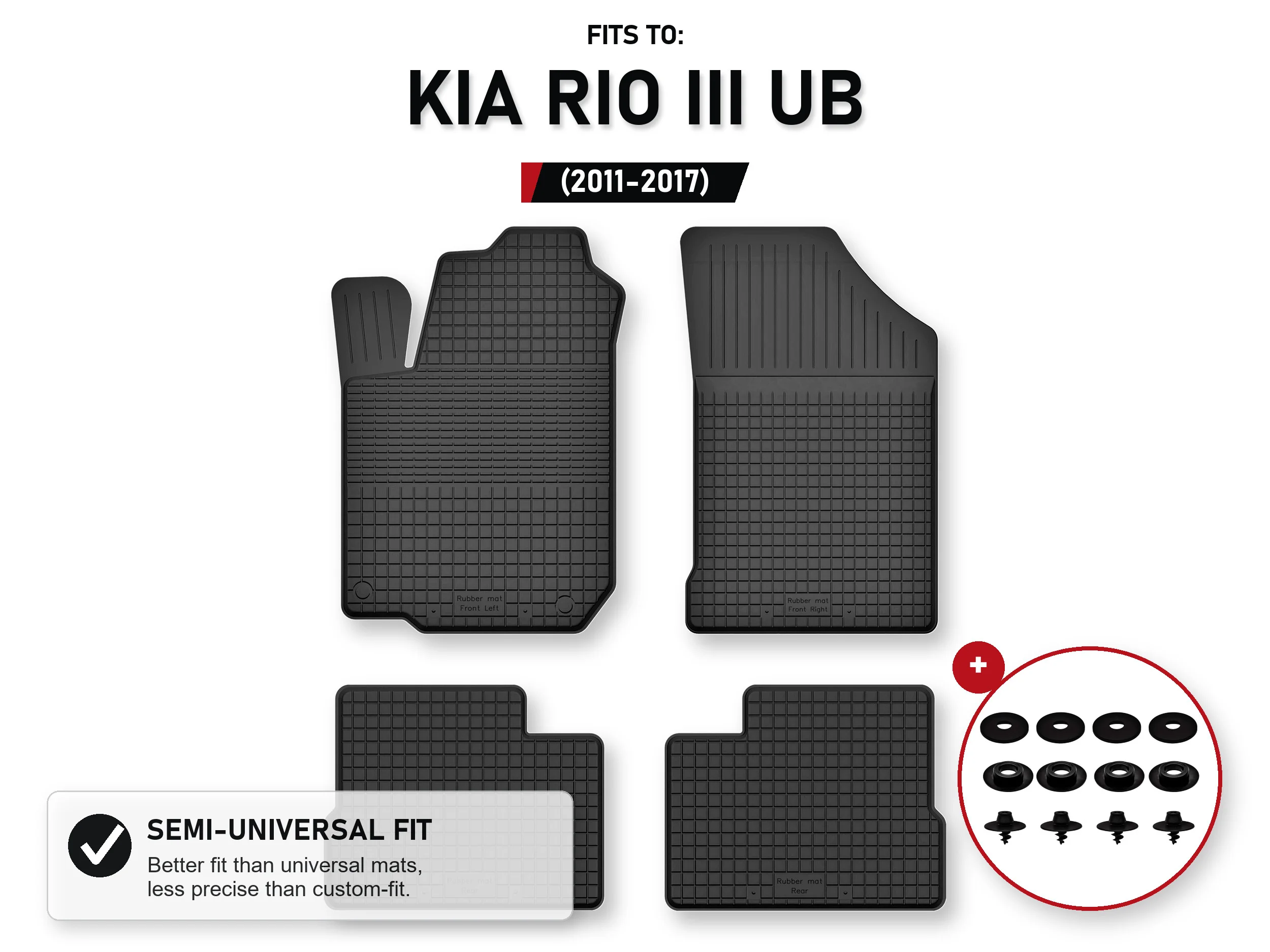 Automatten voor: Kia Rio Iii Ub 2011-2017 Hatchback 4 stuks Ze Stoperami