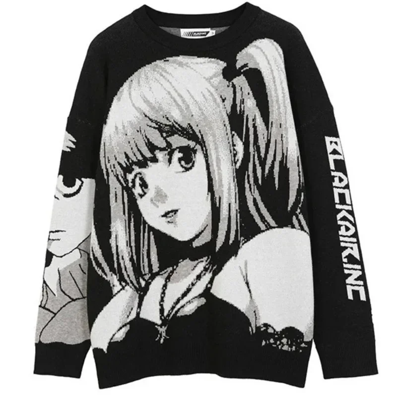 Death Note Sweaters Men and Women Autumn and Winter Round Neck Loose Knits Couples Dark Pullover Sweaters Women's anime