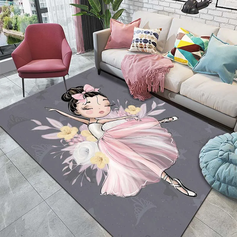 15 Sizes Ballerina Girl Pattern Carpets for Living Room Bedroom Floor Mat Decor Bathroom Anti-slip Rugs Sofa Mat Pink Room Decor