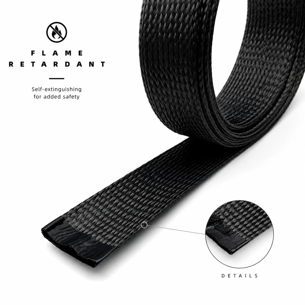 1/2/3/5M Black Carbon Fiber Sleeve, Inner Diameter 4-80mm, Resistant to Aging, Friction, High Temperature, Flame Retardant