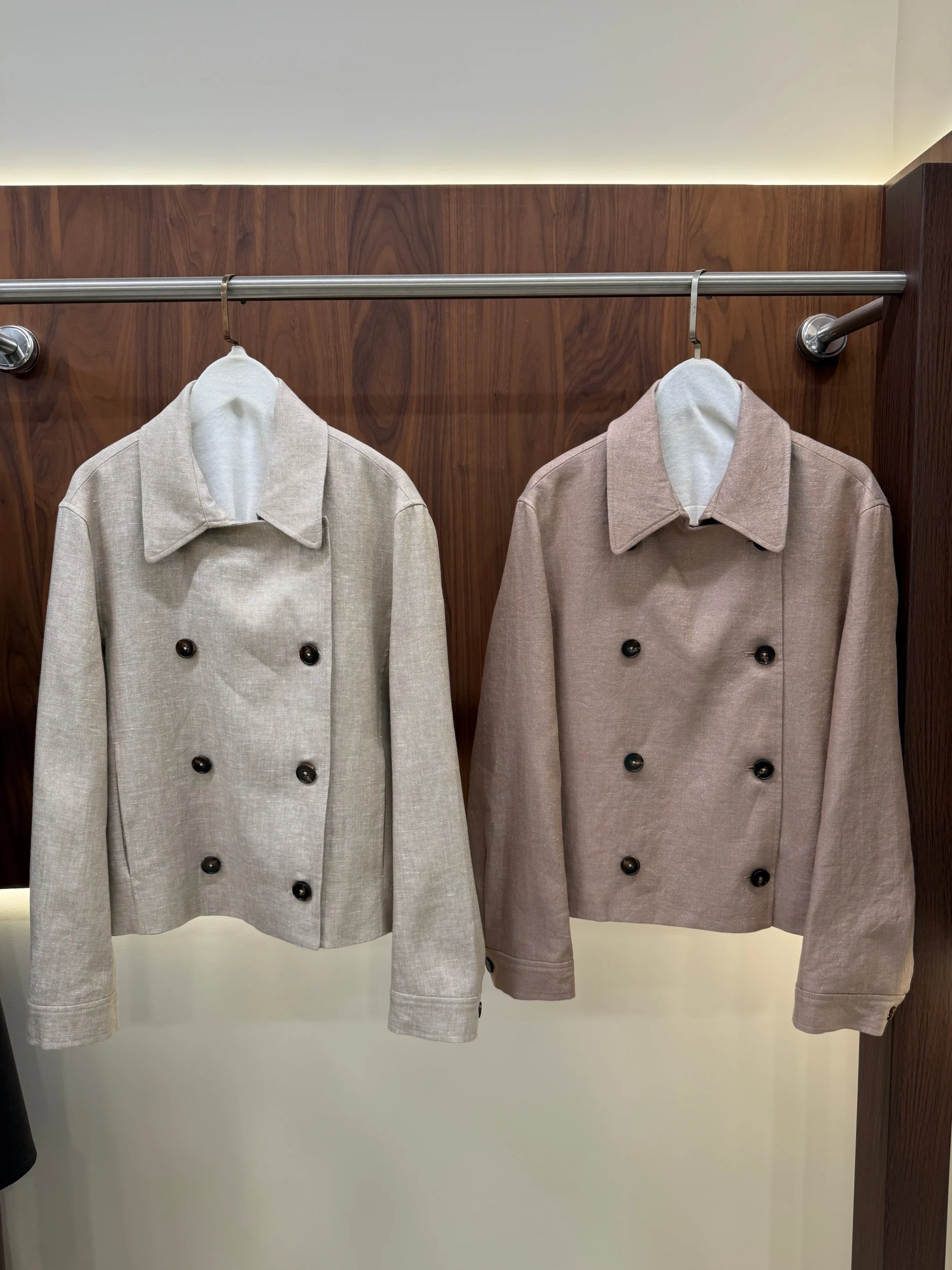 Autumn 2026 Women's Linen Double-Breasted Cropped Jacket