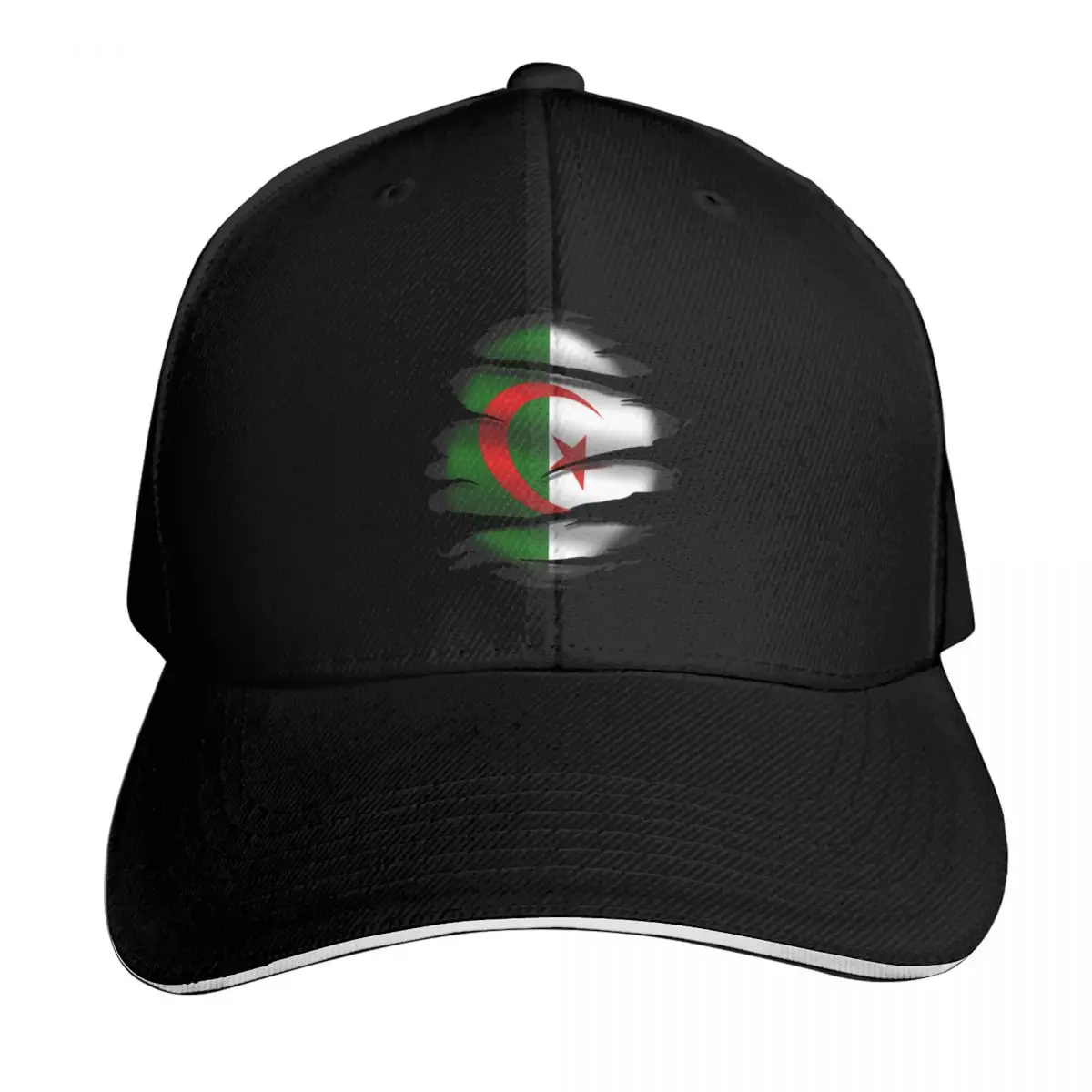 Algeria - Algeria - Torn Flag - Tattoo Baseball Cap Quick Dry Performance Cotton Twill Breathable Contrast Two Tone Brim