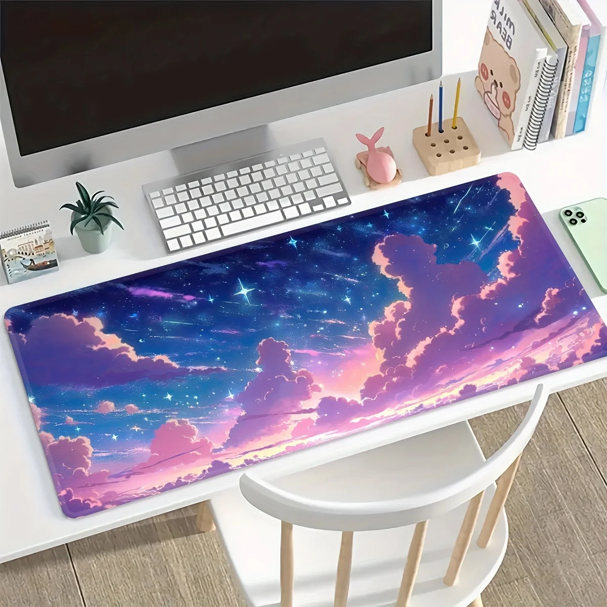 Large Gaming Mouse Pad 900x400x3MM Anime Colorful Sky Desk Mat Non-Slip Rubber Edges Daily Office Table Pads Desk Accessories