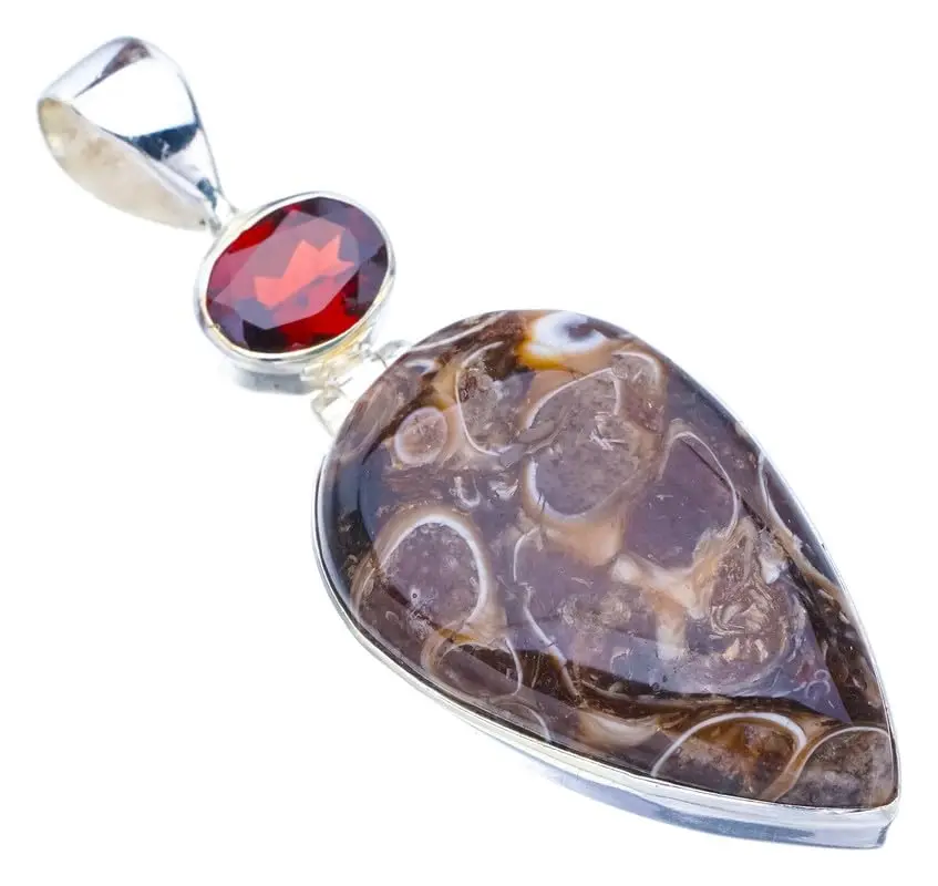 

StarGems® Natural Turritella Garnet Handmade 925 Sterling Silver Pendant 2" F5111