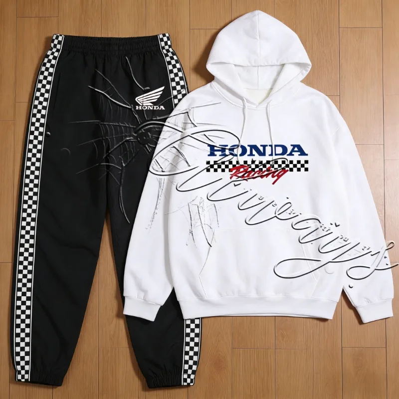 

2026 Fashion New Honda Racing Team Outdoor Sports Leisure Motorcycle Suit Men's MOTO Off Road Enthusiast Warm Hoodie Pants Set