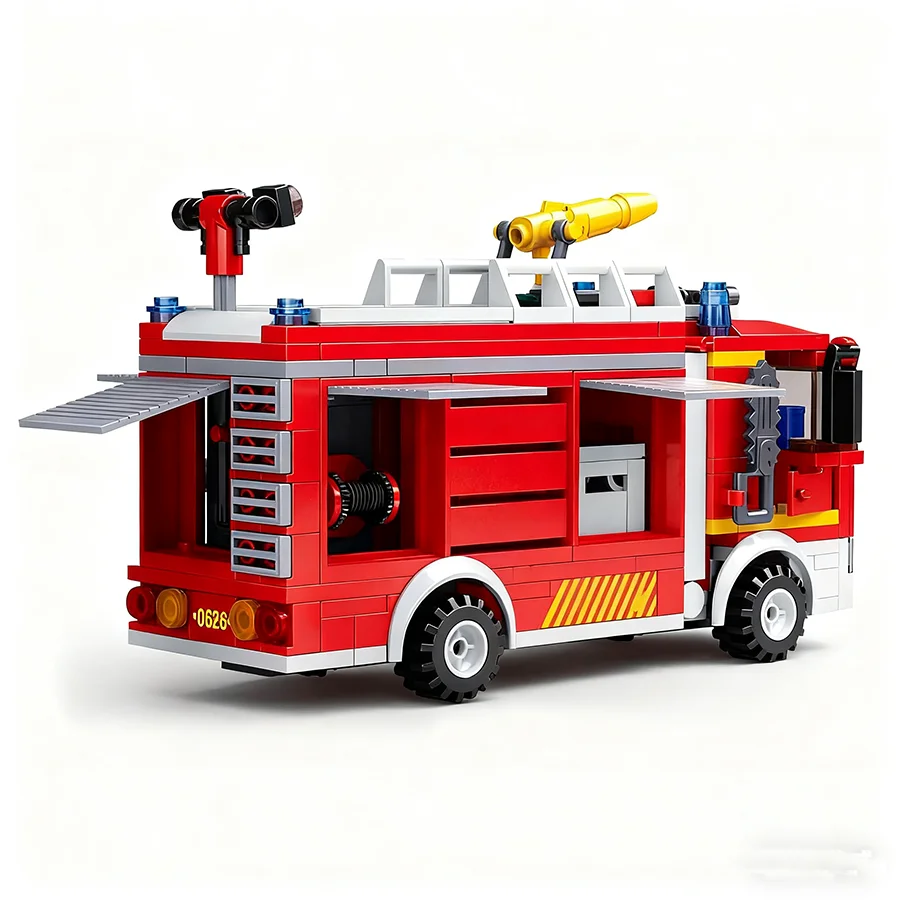 343 قطعة رذاذ الإنقاذ من الحرائق خزان المياه الجوية اللبنات شاحنة مطافئ سلسلة الإطفاء سلسلة اطفاء الأطفال الطوب اللعب