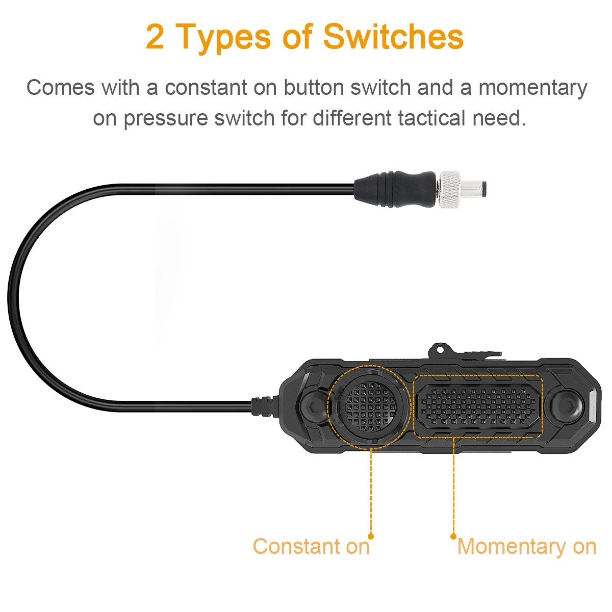 Remote Switch IPX7 Quick Release Mount Flashlight with Twisty Tail Cap and Clicky Press Function Remote Switch Fit for M- LOK