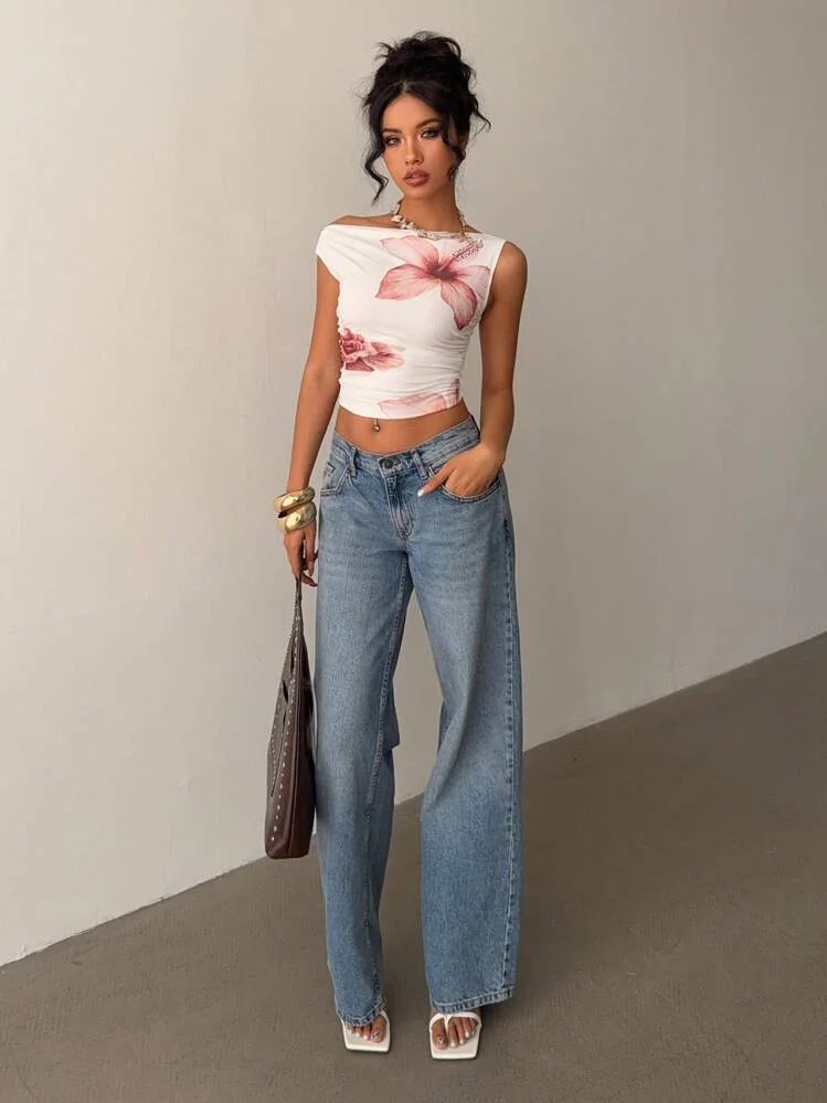 تي شيرت مثير بدون أكتاف صيفي جديد بدون أكمام بقصة ضيقة للنساء