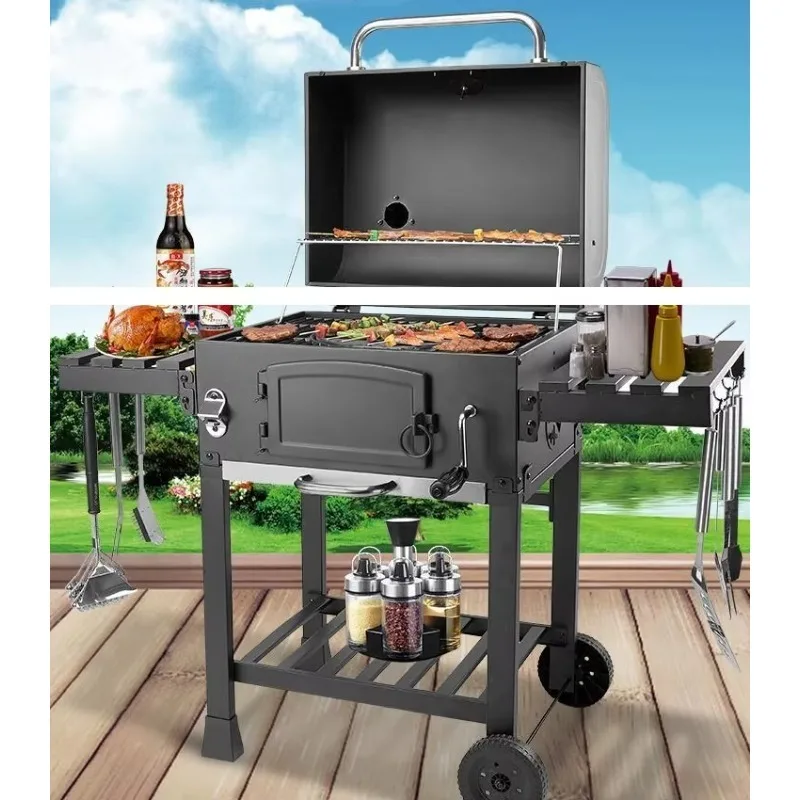 American-style BBQ Outdoor Barbecue Grill for Home Use Residential Villa Courtyard Charcoal Barbecue Grill 10-20 People Capacity
