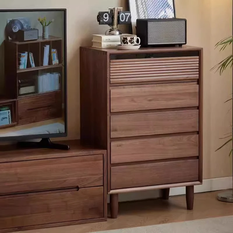 

Black walnut TV side cabinet, living room chest cabinet, all solid wood storage locker