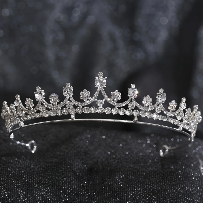 أنيقة حجر الراين تاج الأميرة خوذة الحلو الزفاف الزفاف الشعر التبعي زهرة الاستخدام اليومي تول فستان حلية #4