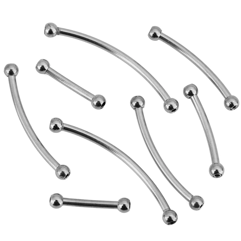 5pcs PVD Never Fade Stainless Steel Long Tube Bent Beads 20 30 40 55 mm Spacer Beads For Diy Bracelet Jewelry Necklace Findings