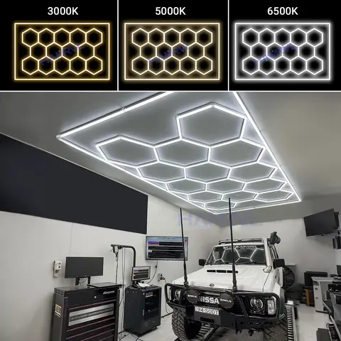 Hexagonal Honeycomb LED Ceiling Light - Professional for Hair Salon 3000K-6000K Dimmable Easy Install Lighting