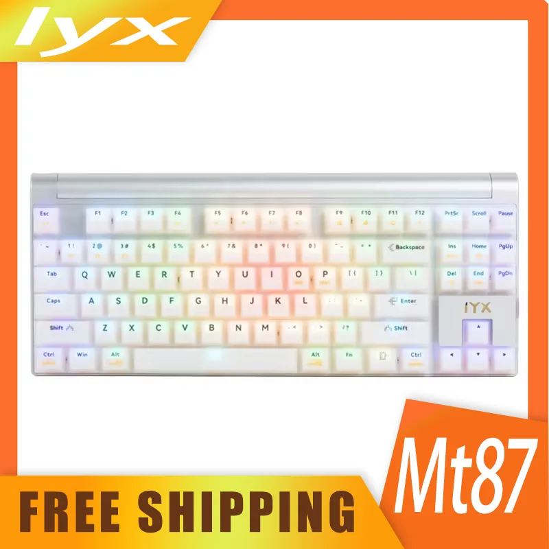 

Iyx Mt87 Mechanical Keyboard Wireless Three Mode Aluminum E-Sport Gaming Rgb Hot-Swap Ergonomics Accessories For Office Gamers