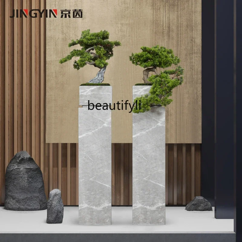 

1184Simulated welcome pine bonsai model room floor-to-ceiling marble flower ware tea room decoration new Chinese zen ornament