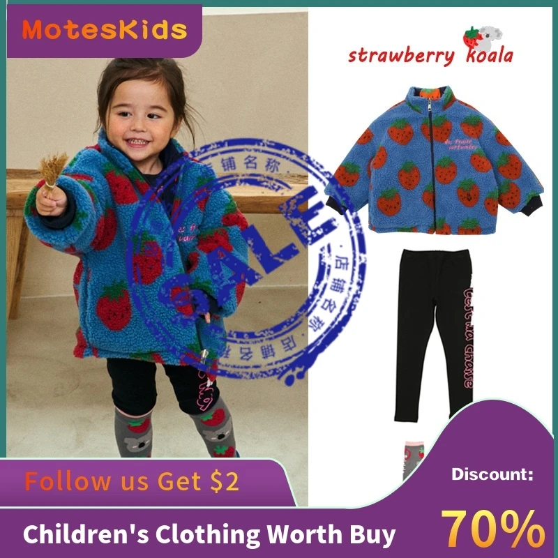 

Sales Children's Jackets Winter New Thickened Warm Girls Coats Strawberry Skirt Quilted Double-Sided Kids Clothes Girls Abrigos