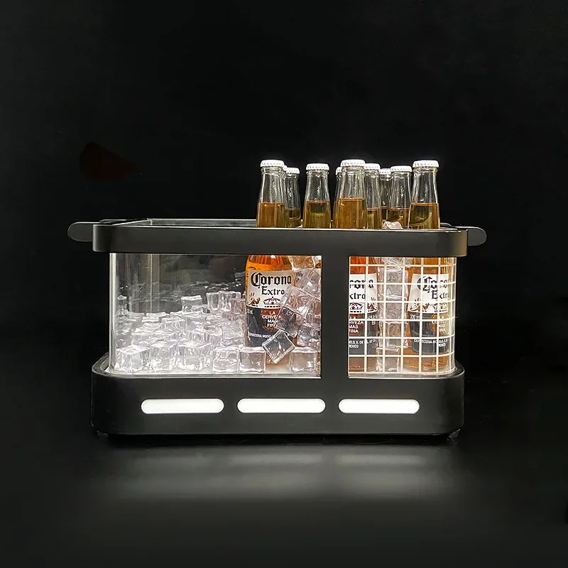 LED luminous beer bucket ice bucket double layer wrought iron paint acrylic bar KTV champagne ice bucket