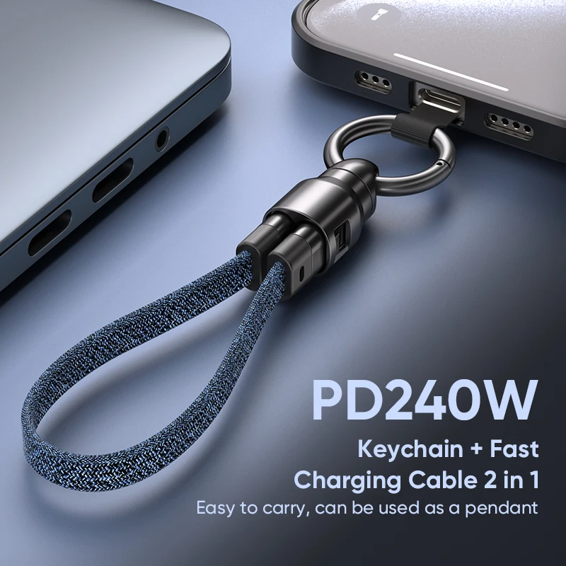 

240W USB C to Type C Keychain Charger Cord,Short Fast Charging Portable Cable for iPhone 17/16, MacBook,Samsung Galaxy S25