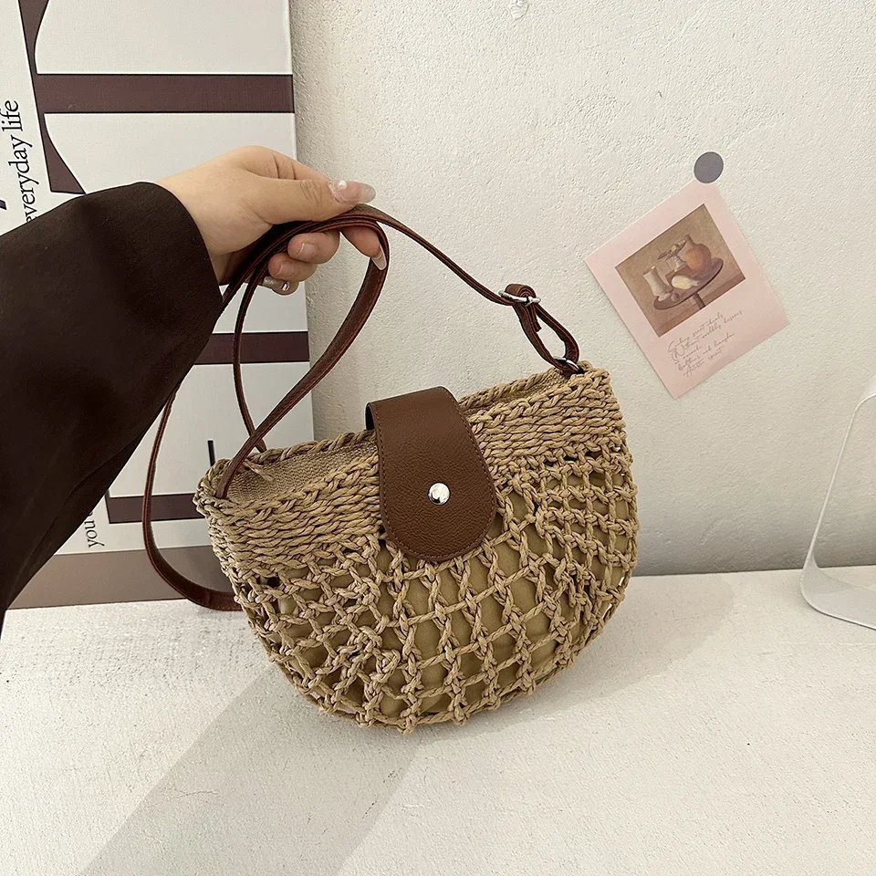 

Fashion Small Straw Crossbody Bags for Women Summer Knitting Designer Shoulder Messenger Bag Female Purses and Handbags 2024