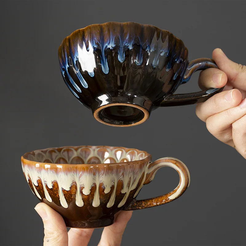 

Creative Retro Kiln Transformation Ceramic Cup Exquisite Coffee Mug Afternoon Tea Cup Home Milk Cup Gift for Friends