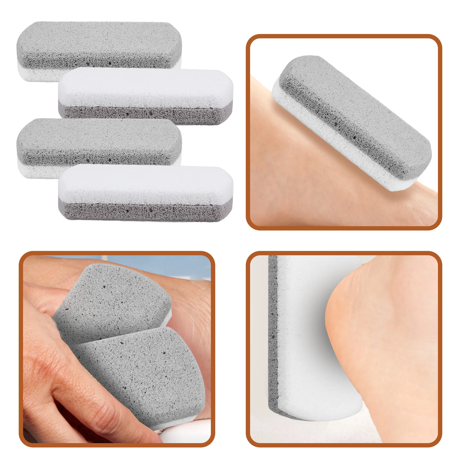 4pcs Grey Pumice Stone Foot File Callus Remover Handheld Pedicure Tool Handheld Pedicure File Foot Care Salon Use