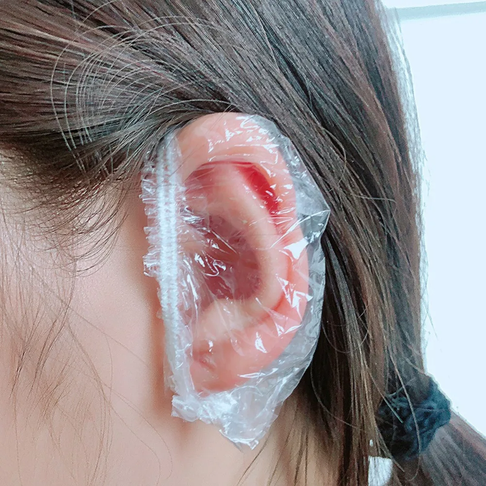 Disposable Waterproof Ear Cover Transparent Protector Cap for Hair Dyeing Bath Shower Earmuffs Cap Hairdressers Barber Accessory