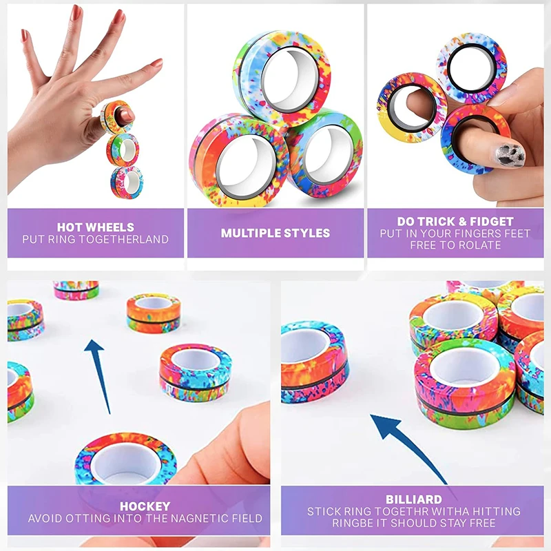 Anéis magnéticos dedo fidget spinner anéis pequenos brinquedos para adultos gadgets legais anéis coloridos para meninos