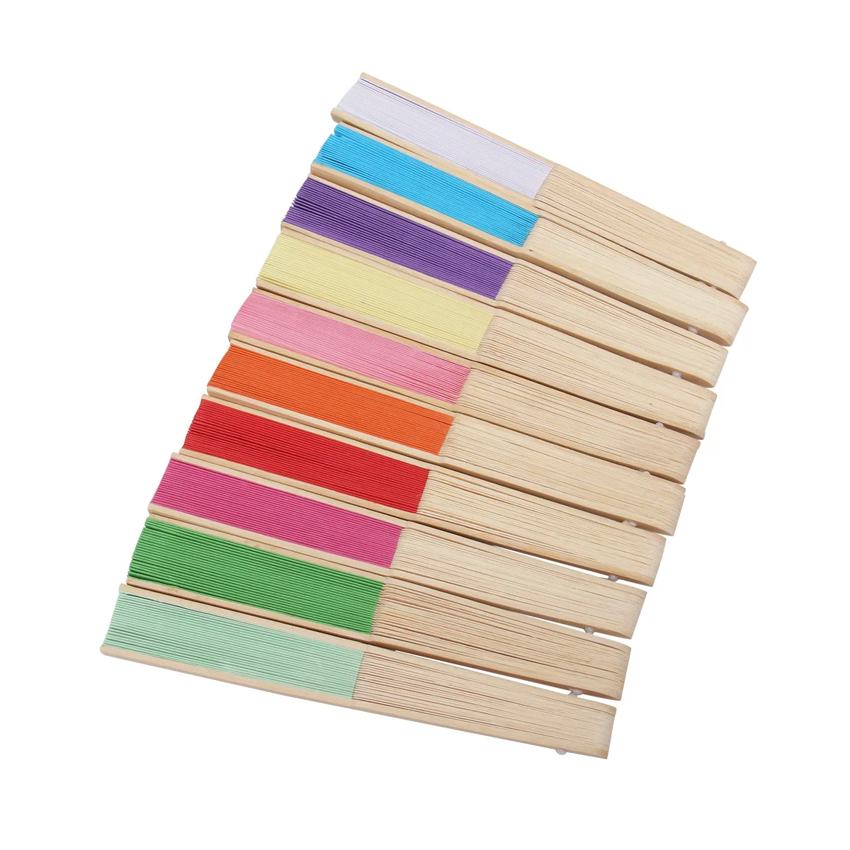 

10 pcs 10 Colors Colorful Paper Fans Blank Chinese Folding Fan For Diy Painting Hand Fan Wedding Party Decoration Gift