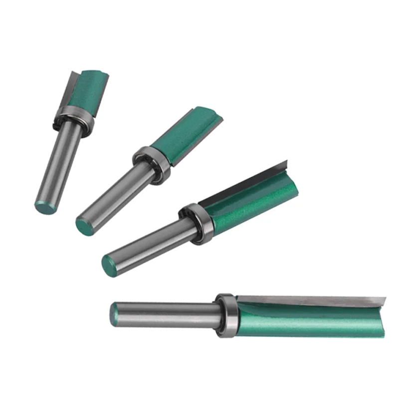 8Mm Schachtkoof 12Mm 14Mm Groen Patroon Bit Router Bit Face Molen Carbide Snijder Houtbewerking Frezen Voor Hout Bit Einde Molen