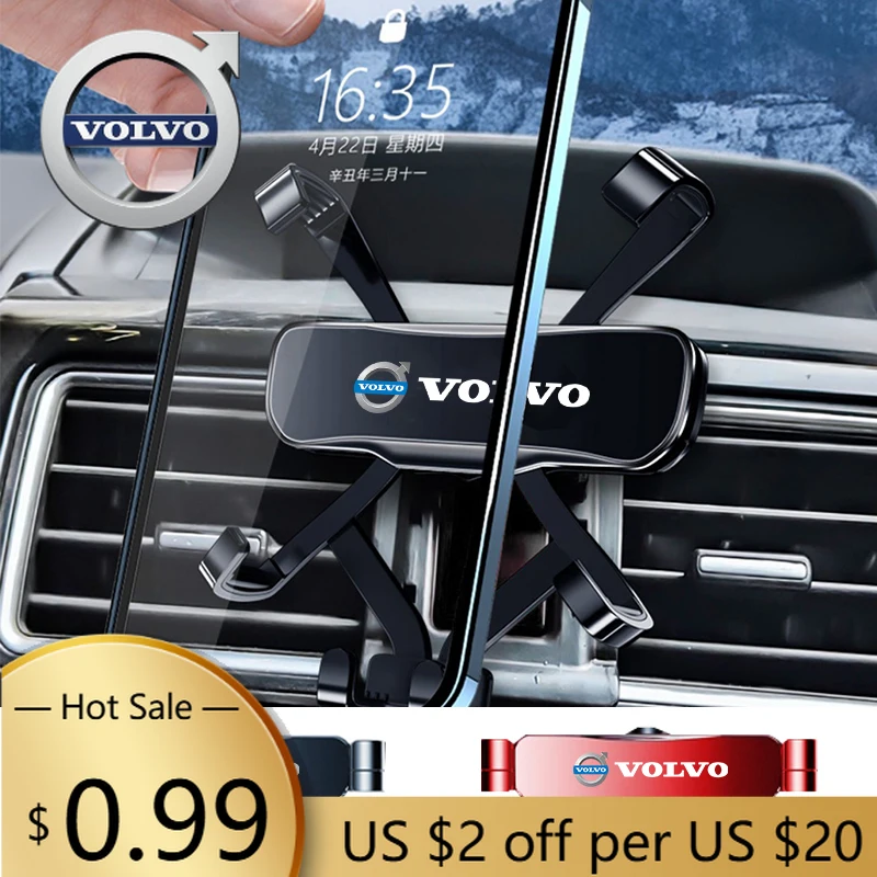

Крышки-концентраторы Гравитационный автомобильный держатель телефона Зажим для вентиляционного отверстия Навигационная подставка Воздуховыпускное отверстие Поддержка телефона для Volvo C40 V60 V40 XC90 S60 C30 XC6