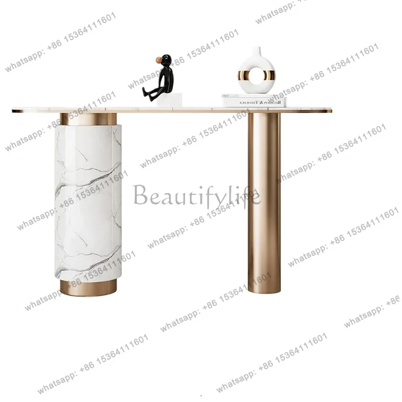 YJ Marble Entrance Table Light Luxury Minimalist Entrance Table Against The Wall Entry Living Room End View Table Narrow Case R