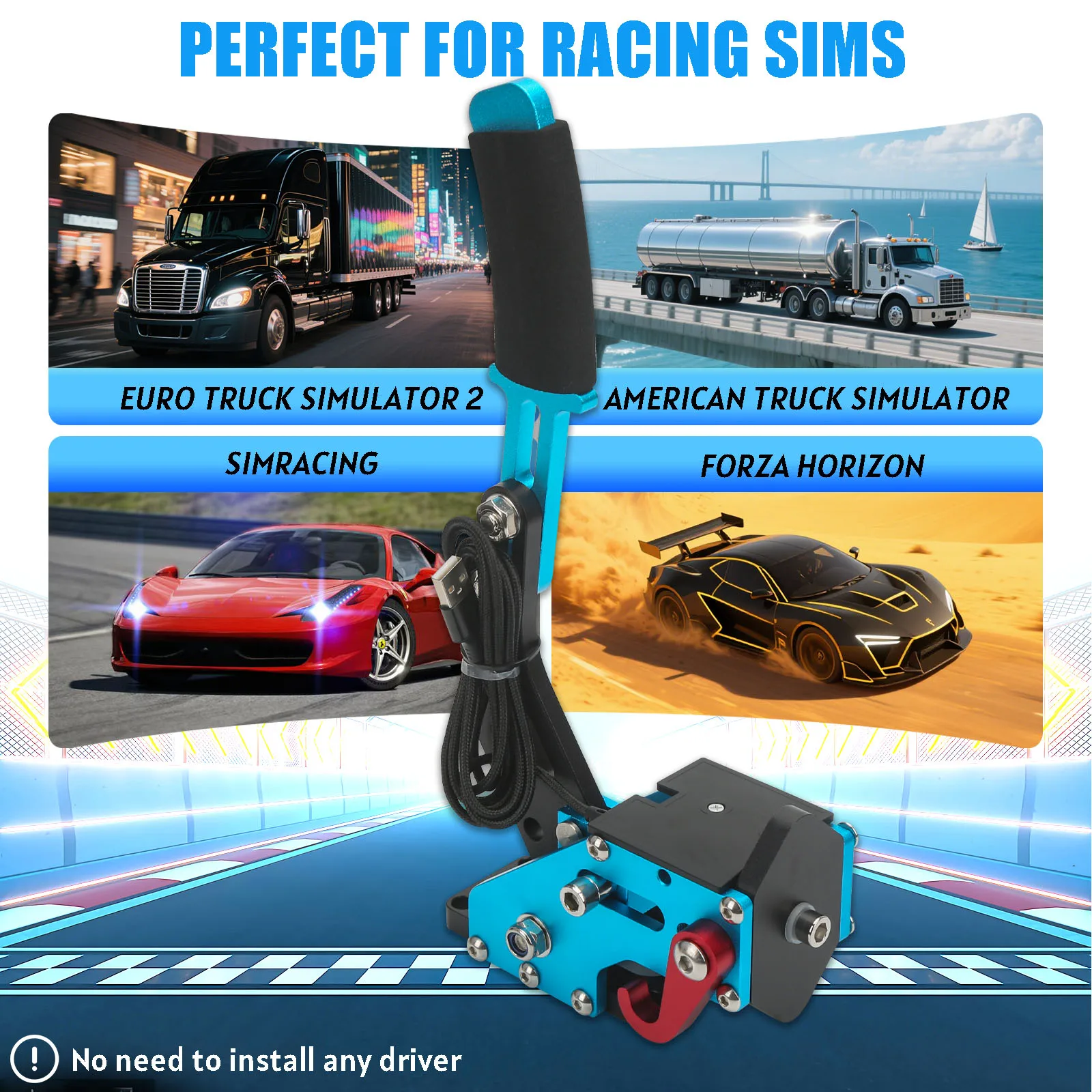 USB Handbrake Kit  with Clamp PC Racing Game Drift for Logitech G923/G29/G27/G25 Hall Sensor SIM Racing Brake System Handbrake view 6
