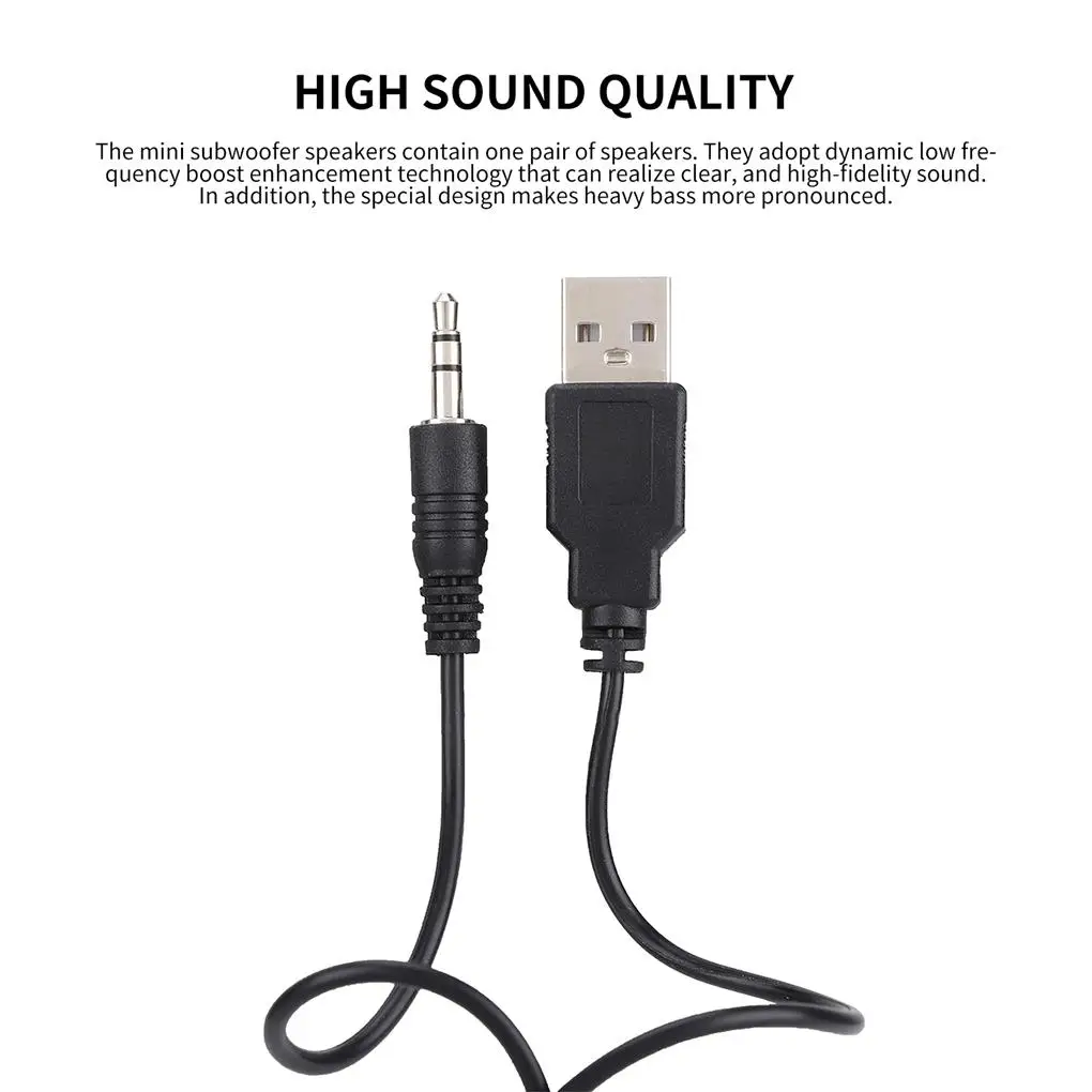 Haut-parleur de caisson de basses filaire USB, lecteur de musique, outil de limitation, alimentation de jeu PC, suppression de l'utilisation, studio de boîte de son, 2 pièces