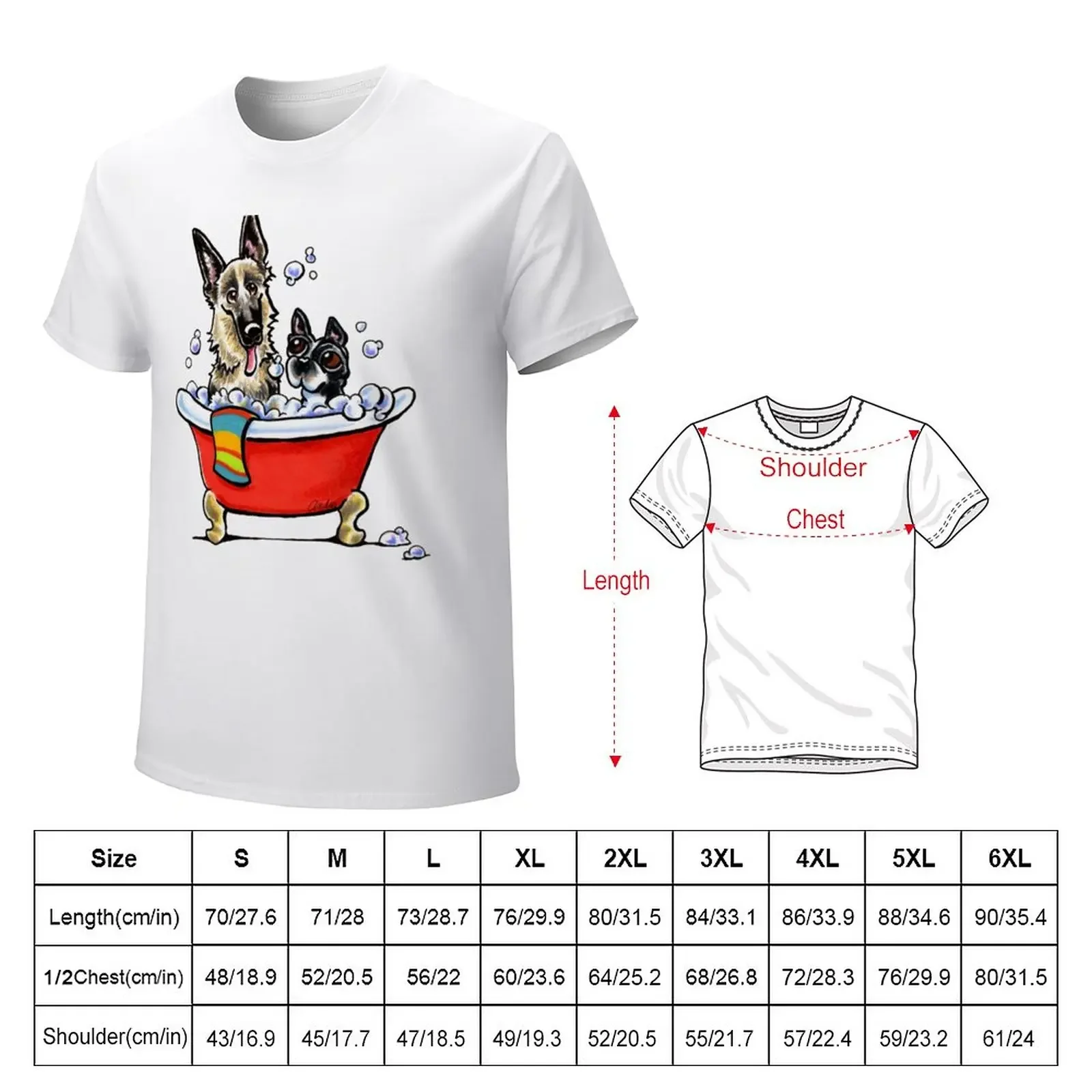 German Shepherd & Boston Terrier in the Bath T-Shirt T-Shirt customs design your own anime mens funny t shirts