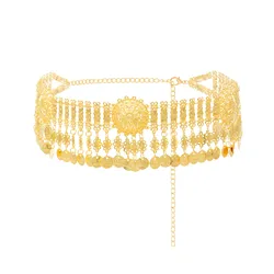 Golden Metal Coins Waist Belly Chains Fashion Indian Thai Traditional Ethnic Dance Accessories Belt Charm Women's Body Jewelry