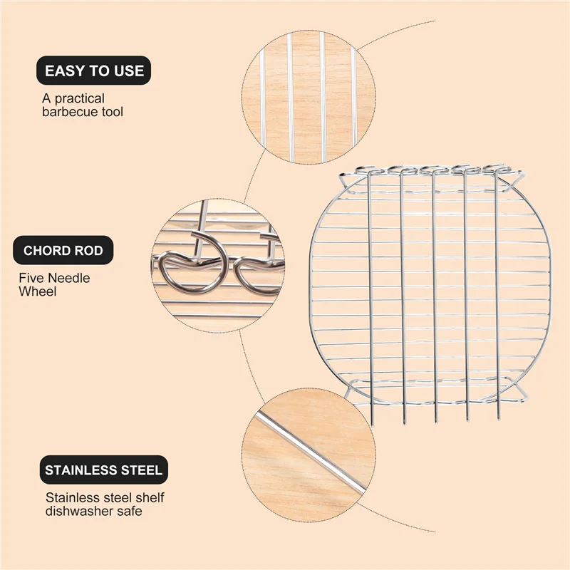 

B15C Rack For Airfryers Household Air Fryer Double-Layer Air Fryer Rack Grill Barbecue Supplies-Needle Round