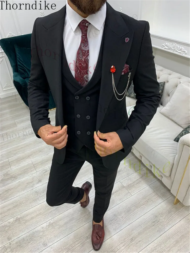 

Thorndike New Fashion Business Men Suits Set Wedding Groom Tuxedo Customize Groomsmen (Jacket+Pants+Vest) Costume Homme