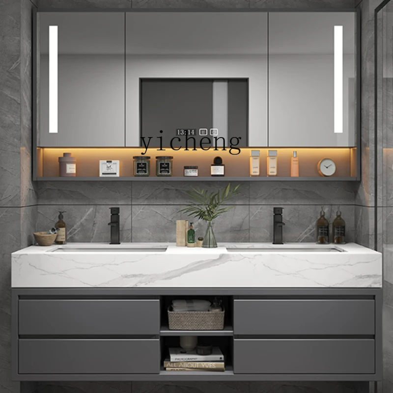 

Tqh Light Luxury Bathroom Stone Plate Integrated Bathroom Cabinet Combination Washstand