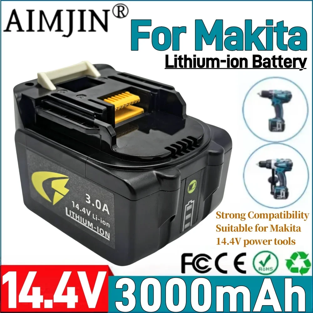 14.4V 3000mAh Lithium-ion Rechargeable Battery For Makita  Replacement BL1415 BL1430 BL1440 Cordless Power Tool Battery