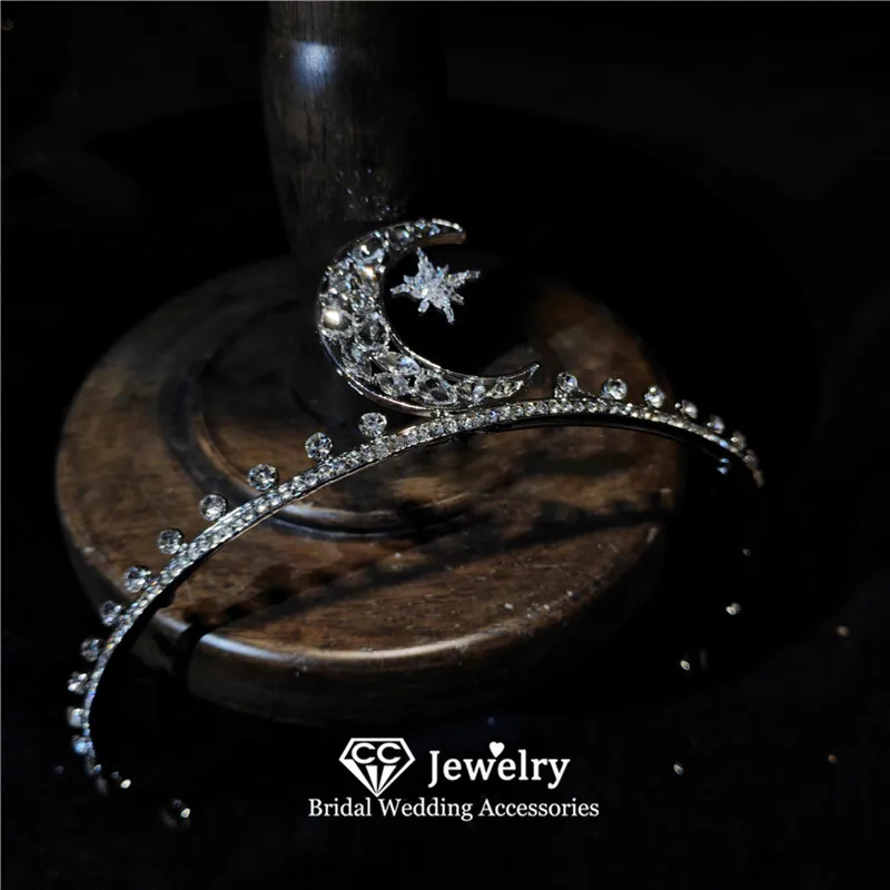 

CC Mini Crown Women Accessories Wedding Headbands Bridal Headdress Engagement Hair Ornaments Moon Shape Crystal Coronets AN488