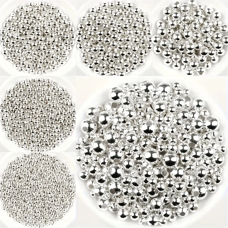 Metal Silver plating Gold Color beads 2 3 4 6 8mm Round Iron ball bracelet Spacer Loose bead for Jewelry making DIY Accessories