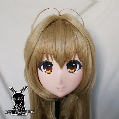 (Rabbit 99) Resin Cross dress Pretty Girl Head BID Doll Mask Japanese Anime Kigurumi Mask Cosplay with Wig