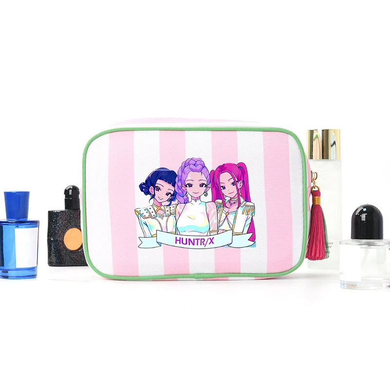 

KPop Demon Hunter Makeup Bag Cartoon Anime Pattern Storage Bag Large Capacity Shopping Work Makeup Bag Friend Birthday Gift
