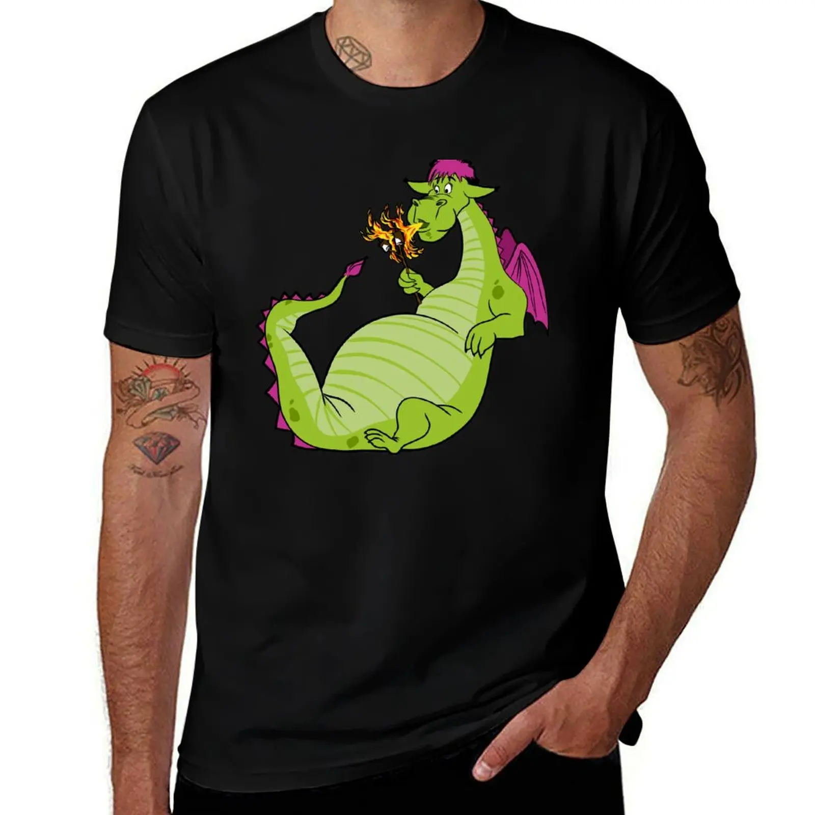 Elliot the Fire Breathing Dragon T-Shirt Trendy Print Short Sleeve T-Shirt