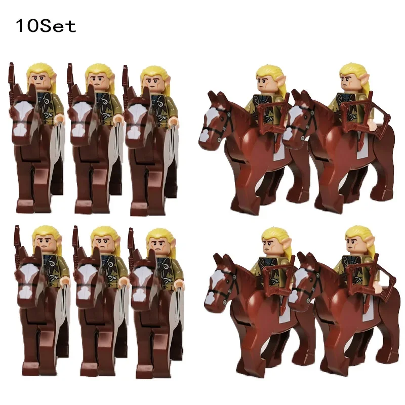 10 Sets Castle Knight The Lord  Ringwraiths and Mouth of Sauron  Uruk-hai with Black Horse Figure Building Blocks Set Kids Toys