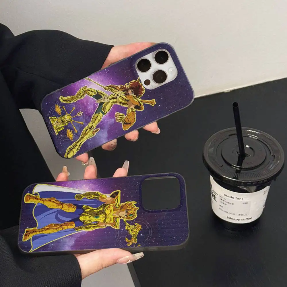 Funda para Teléfono S-Saint S-Seiya Omega para iPhone 17 16 15 14 13 12 11 Pro Max Plus Pro Air, Carcasa Trasera con Rayas Corrugadas