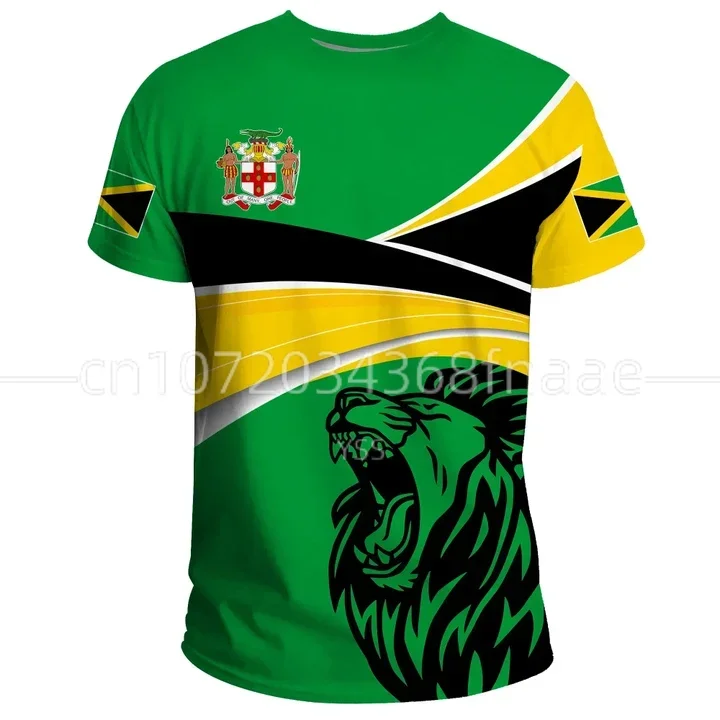 2024 Jamaica Lion Emblem Summer New Fashion 3D Print Tops Tee Tshirt Men Women Short Sleeve T Shirt Streetwear Style