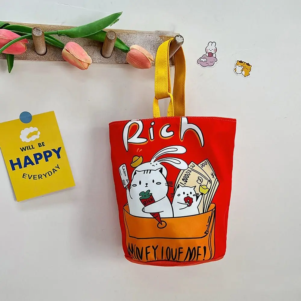 

Холщовая сумка-ведро с мультяшным принтом панды, холщовая сумка через плечо с кошкой и клубникой, универсальная сумка для хранения, сумка с принтом кролика, уличная мода
