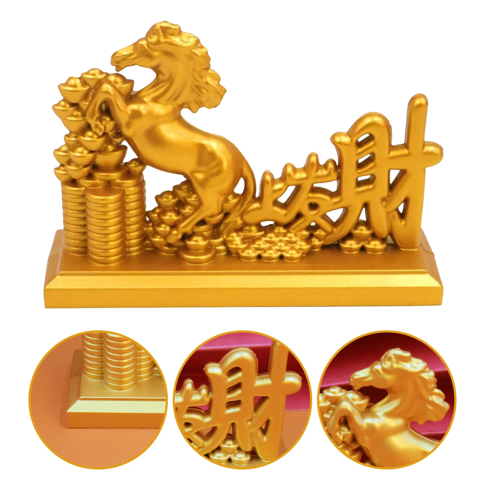 

2026 Chinese Zodiac Horse Statue Golden Metal Desktop Decor for Luck Wealth Feng Shui Home Office Enhancement Wealth Statue